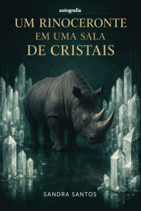 Um rinoceronte em uma sala de cristais