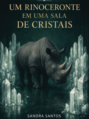Um rinoceronte em uma sala de cristais
